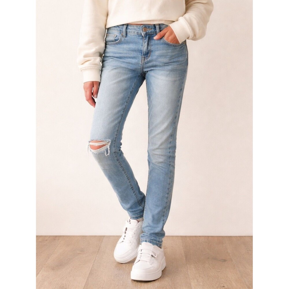 Old Navy Rockstar Girls Jeans Size 10 Skinny Distressed Light Wash Denim